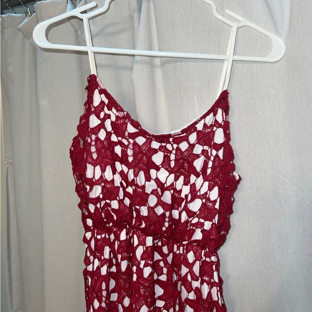 Red eyelet high low dress size medium - Picture 2 of 7